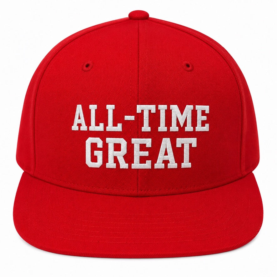 All Time Great Block Logo 6 Panel Wool Snapback Hat