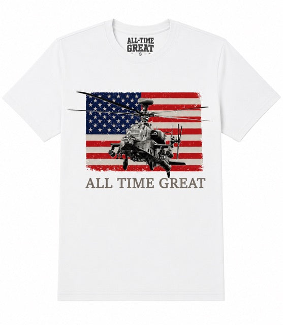 Youth All Time Great Americana Short Sleeve Stars and Stripes over a US Helicopter Youth